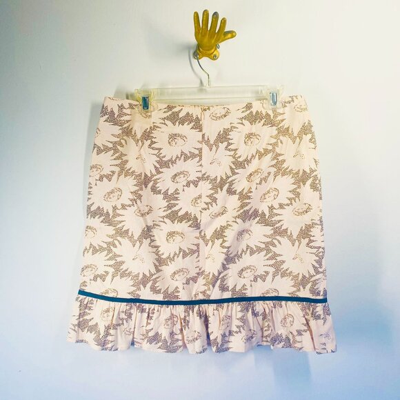 Folio Saks Fifth Avenue Floral Print Ruffle Hem Skirt Pale Pink & Black Size 10 - Picture 8 of 8